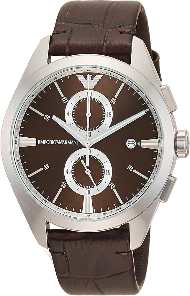 Emporio Armani Claudio Chronograph Brown Dial Brown Leather Strap Watch For Men - AR11482 - Image 4